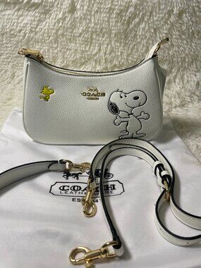 Coach X Peanuts Teri Shoulder Bag With Snoopy CBJ76 Authentic